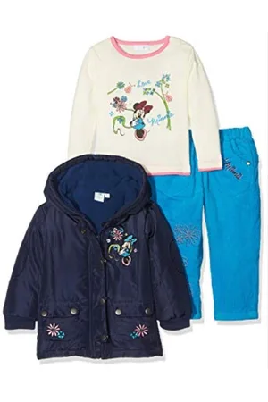 Disney Minnie Mouse - 3-delige outfit - Donkerblauwe jas - Witte trui - Blauwe broek - 81 cm - 18 maanden