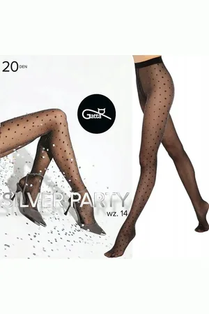Gatta Panty dames - Glitter Panty - SILVER PARTY - Maat S ( 1 stuks ) 20 Den - Vrouwen Panty Glanzende met vierkante - Feest Panty - Nieuwjaar Panty - Zwart