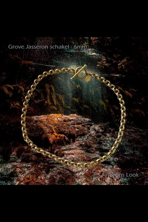 Fashion Jewelry MKM Design - Grote Schakel Ketting - 46 cm - Grove (medium) Jasseron 6 mm - Kapittel Sluiting - Look - volwassenen jeugd - Unisex- casual feest