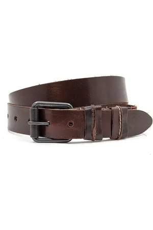 A-zone Stoere jeans riem - heren en dames riem - 4 cm breed - - Echt Leer - Taille: 115cm - Totale lengte riem: 130cm