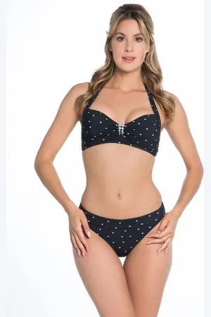 BOMAIN MALEDIVEN Blue Dot Halter Bikini 38 C/D cup
