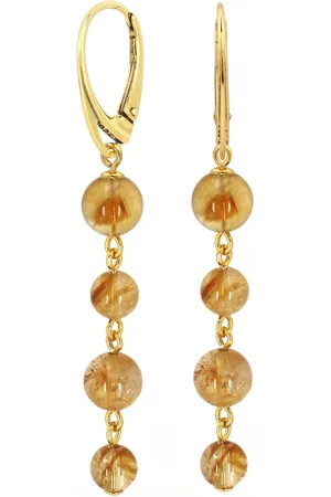 ARLIZI 2338 Oorbellen citrien kralen oorhangers - verguld - 6 cm