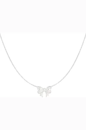 Yehwang Minimalistische ketting met strikje - - Ketting - 38 + 5 cm - Stainless Steel (verkleurt niet!) - Zilveren ketting - Waterproof necklace - Dames ketting - Nikkel vrij - Kerst cadeau - Sinterklaas cadeau - Valentijn - Moederdag - Ketting kid