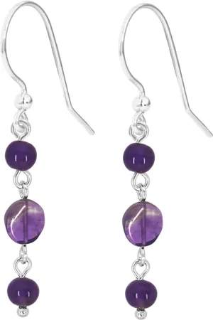 ARLIZI 2326 Oorbellen amethist kralen oorhangers - sterling - 4 cm