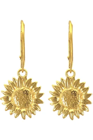 ARLIZI 2320 Oorbellen zonnebloem oorhangers - verguld - 33 mm