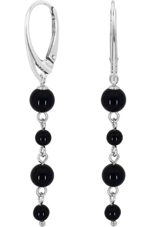 ARLIZI 2330 Oorbellen onyx kralen oorhangers - sterling - 5,5 cm