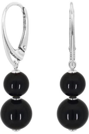 ARLIZI 2343 Oorbellen onyx kralen hanger - sterling - 4 cm