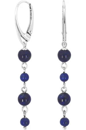 ARLIZI 2328 Oorbellen lapis lazuli kralen oorhangers - sterling - 5,5 cm