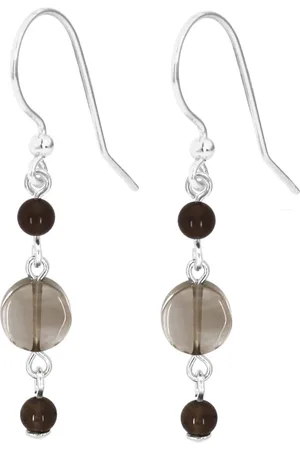 ARLIZI 2325 Oorbellen rookkwarts kralen oorhangers - sterling - 4 cm