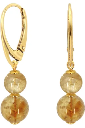 ARLIZI 2341 Oorbellen citrien kralen hanger - verguld - 3,5 cm