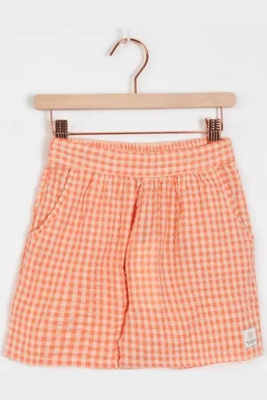 Sissy-Boy Licht oranje seersucker shorts met ruitpatroon