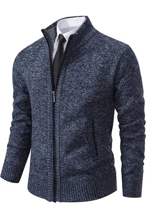 Merkloos Heren Coltrui Vest - Gebreide Winter Cardigan Met Rits - Casual Polyester Trui - - Maat M
