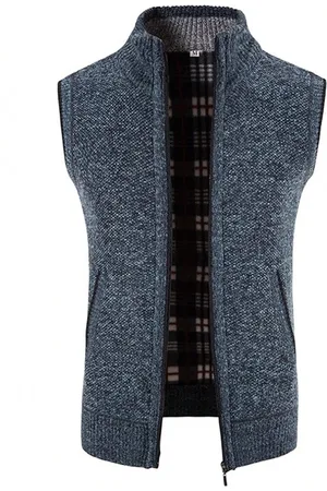 Merkloos Mouwloos Heren Vest - Gebreid Bodywarmer Met Col - Medium Stretch Spencer