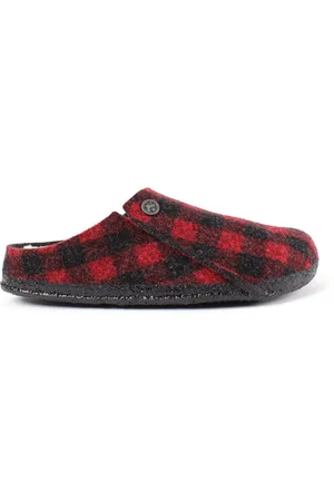 Birkenstock Zermatt Plaid sloffen narrow rood zwart uni (s) (1017544)