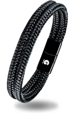 Galeara Design Touw Armband Dubbel Snoer Heren Scheepstouw Zwart Magnetisch Galeara Noa 19.5cm