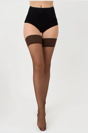 Giulia Hold Up Kousen - Emotion 20 - Hold Up - Stay Up - Hold Up Stockings - Kanten Boord - Zelf Ophoudend - 20 Den - M/L - Cappuccino
