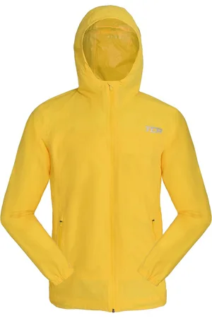 TCA Jongens AirLite 2.0 Waterdichte Hardloop Regenjas met Ritszakken - Geel/Groen, 8-10 Jaar