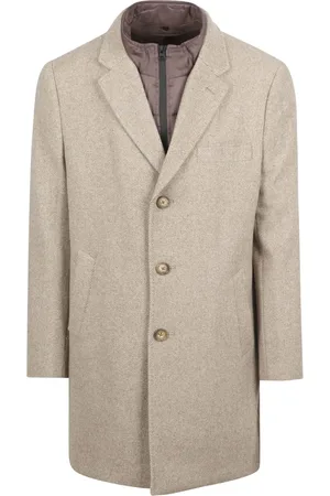 Suitable Coat Wol Twill Sand - Maat 48 - Heren - Mantels