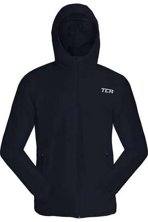 TCA Jongens AirLite 2.0 Waterdichte Hardloop Regenjas met Ritszakken - Donkerblauw, 8-10 Jaar