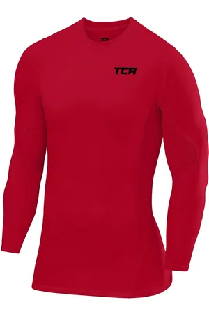 TCA Mannen SuperThermal Compressie Basislaag Top Lange Mouw Thermisch Ondershirt - Rood, L
