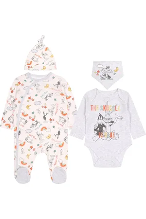 Disney Witte set: rompertje, body, slabbetje, muts Bugs Bunny OEKO-TEX 3-6 m 68 cm