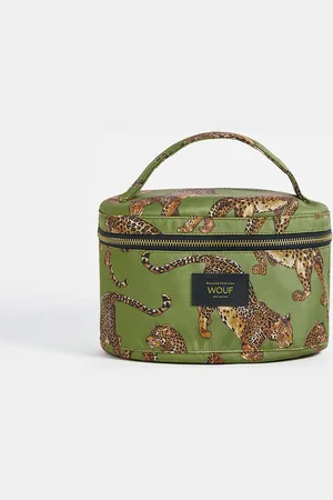 WOUF Vanity Bag - Olive Leopard - Toilettas - Make-up tas
