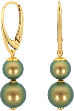 ARLIZI 2366 Oorbellen Swarovski parel groen - verguld - 4 cm