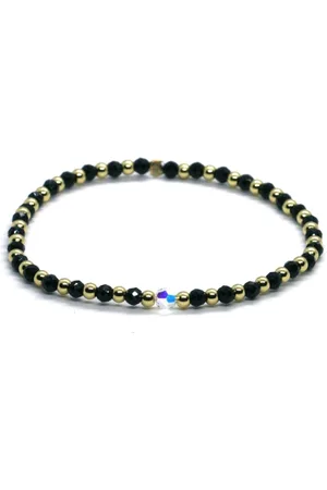 Heaven Eleven Dames armband swarovski goud rvs onyx 3 mm