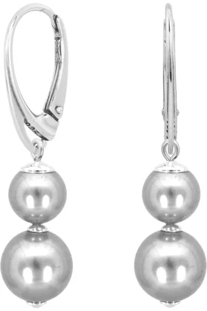 ARLIZI 2364 Oorbellen Swarovski parel grijs - sterling - 4 cm