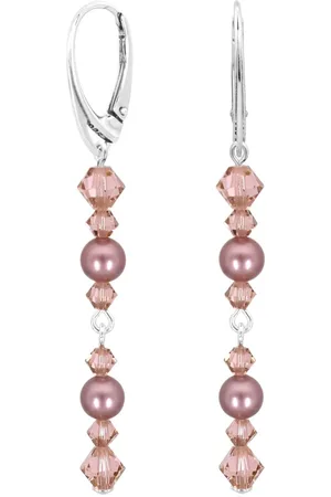 ARLIZI 2359 Oorbellen parel Swarovski kristal roze - sterling - 6,5 cm