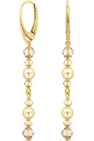 ARLIZI 2362 Oorbellen parel licht goudkleurig Swarovski kristal - verguld - 6,5 cm