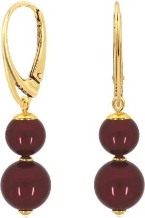ARLIZI 2365 Oorbellen Swarovski parel rood - verguld - 4 cm