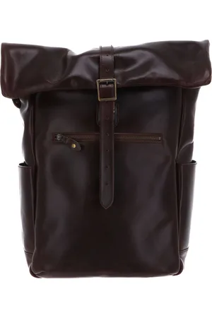 Buckle & Seam Leren Vrije tijd rugzak Rugzak met laptopvak Nomad Blu Leather Backpack 28L Bruine
