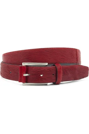 JV Belts Rode hair-on riem unisex - heren en dames riem - 3.5 cm breed - - Echt Pony Skin - Taille: 120cm - Totale lengte riem: 135cm