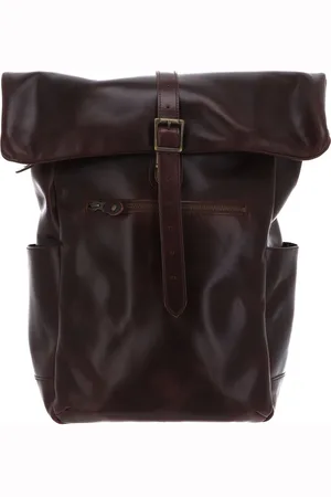 Buckle & Seam Leren Vrije tijd rugzak Rugzak met laptopvak Nomad Dot Leather Backpack 28L Bruine