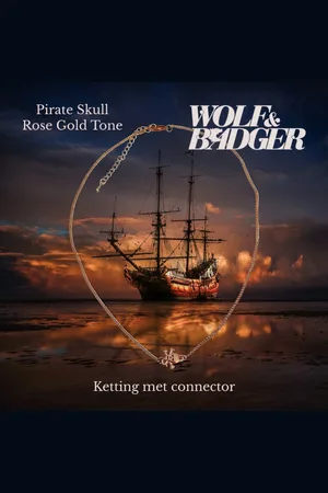 Fashion Jewelry Wolf & Badger - ketting met connector - Piraten doodskop - 44,5 cm - kinderen jeugd - unisex - casual (thema) feest