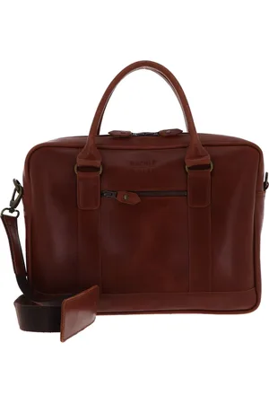 Buckle & Seam Leren Business tas Laptoptas met laptopvak Everett Dot Business Bag Bruine