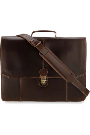 Buckle & Seam Leren Afzonderlijke gevallen Laptoptas met laptopvak Sierra Blu Briefcase Donkerbruin