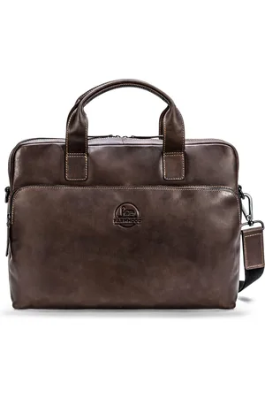 FARMHOOD Leren Business tas Schoudertas met laptopvak Nashville Briefcase RV 1F Donkerbruin