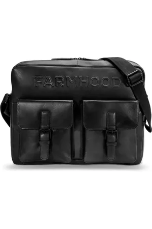 FARMHOOD Leren Business tas Schoudertas met laptopvak Memphis Messenger RV 1F Zwart