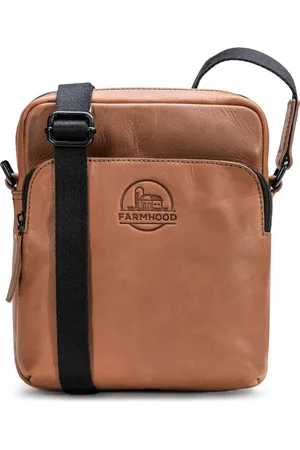 FARMHOOD Leren Schoudertas Nashville Crossbody Bag Lichtbruin