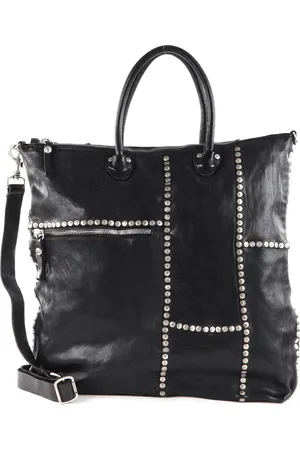 Campomaggi Leren Shopper Handtas Horizontal Shopping Bag Zwart