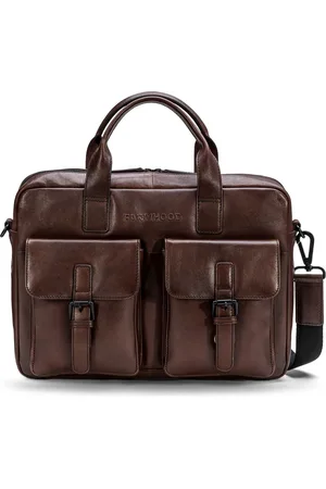 FARMHOOD Leren Business tas Schoudertas met laptopvak Memphis Briefcase RV 1F Donkerbruin