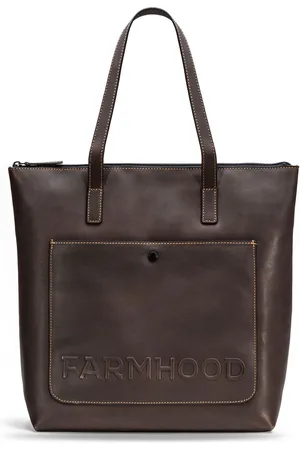 FARMHOOD Leren Schoudertas Nashville Shopper Donkerbruin