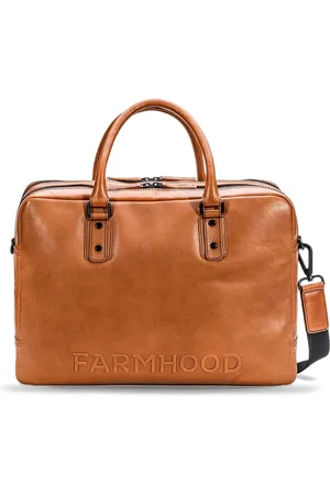 FARMHOOD Leren Business tas Schoudertas met laptopvak Memphis Briefcase RV 2F Bruine