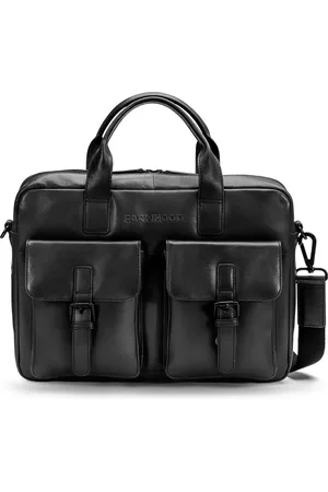 FARMHOOD Leren Business tas Schoudertas met laptopvak Memphis Briefcase RV 1F Zwart