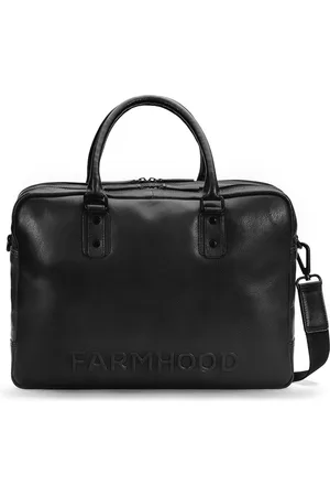 FARMHOOD Leren Business tas Schoudertas met laptopvak Memphis Briefcase RV 2F Zwart
