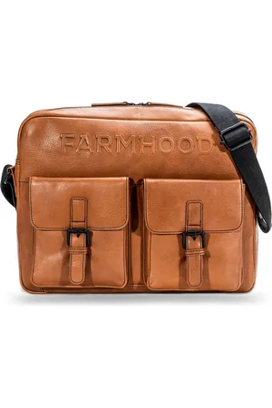 FARMHOOD Leren Business tas Schoudertas met laptopvak Memphis Messenger RV 1F Bruine