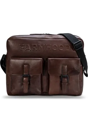 FARMHOOD Leren Business tas Schoudertas met laptopvak Memphis Messenger RV 1F Donkerbruin
