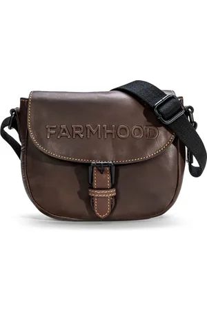 FARMHOOD Leren Schoudertas Nashville Crossbody Bag Donkerbruin